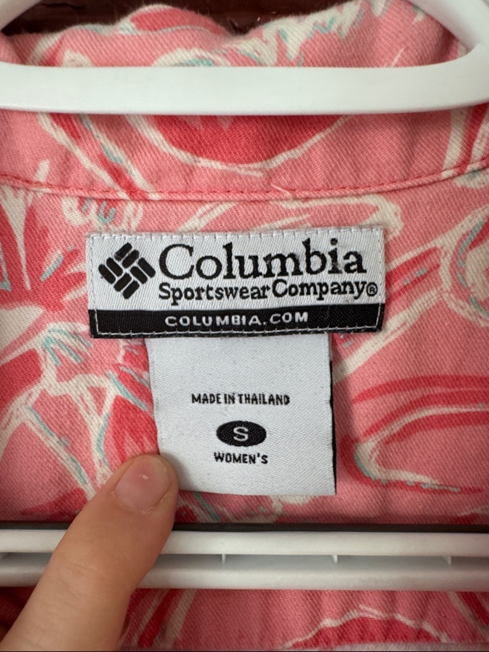 Columbia Coral and White Flamingo Print Button-Up Shirt - Picture 2 of 8